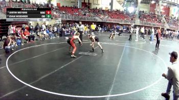 100 lbs Quarterfinal - Justin Meyers, Midwest Destroyers Wrestling Club vs Evan Woehrer, CWO