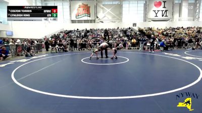 45 lbs Champ. Round 1 - Colton Torres, Indian River Pee Wee Wrestling Club vs Lynleigh King, Alexander Tri-Town Wrestling