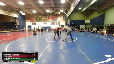 285 lbs Cons. Semi - Andrew Romero, El Toro vs Damian Rosales, West Valley