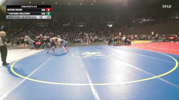 3A Boys 215 lbs Quarterfinal - Jacob Mann, Siuslaw / Mapleton Boys vs Hayden Belcher, Rainier Boys