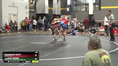 148 lbs Round 2 (16 Team) - Mackenzie Pratt, Illinois vs Lauren Heimer, Ankeny Girls Wrestling Club