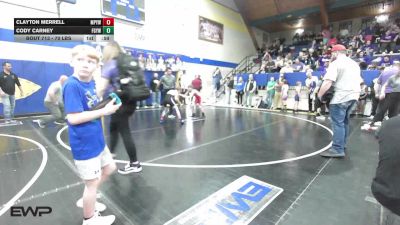 70 lbs Quarterfinal - Clayton Merrell, Mannford Pirate Youth Wrestling vs Cody Carney, Fort Gibson Youth Wrestling