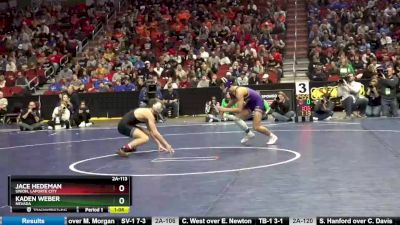 2A-113 lbs Semifinal - Jace Hedeman, Union, LaPorte City vs Kaden Weber, Nevada