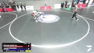 130 lbs Quarterfinal - William Simms Jr., Down River Freestyle Wrestling Club vs Javian Palomino, California