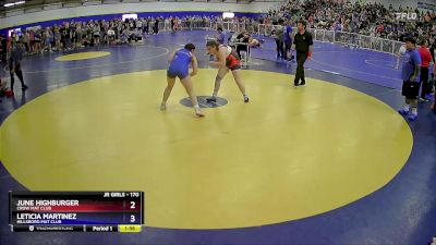 170 lbs Quarterfinal - June Highburger, Crow Mat Club vs Leticia Martinez, Hillsboro Mat Club