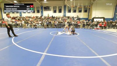 113 lbs 3rd Place - Brayden Boccia, Milford vs Devon Mateo, West Springfield