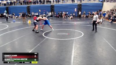 285 lbs Round 3 - Roberto Macias-Sidzyik, Creighton Prep vs Emmett Karr, Lincoln East