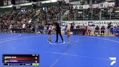 56 lbs Quarterfinal - Jebsen Bahl, WI vs Beau Russell, TX