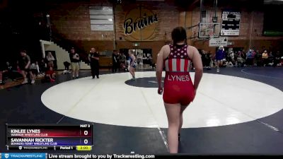 155 lbs Round 2 - Kinlee Lynes, Warrior Wrestling Club vs Savannah Rickter, Bonners Ferry Wrestling Club