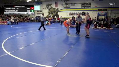 285 lbs Champ. Round 1 - Owen Pettlon, West Delaware, Manchester vs Logan Caraccio, Centerville