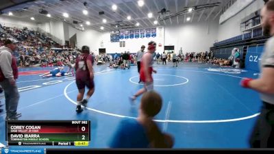 215 lbs Cons. Semi - Corey Cogan, Sage Valley Jr High vs David Ibarra, Torrington Middle School