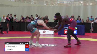 97 kg 1st Place Match - Omogbai Asekomhe, Hamilton WC vs Callum Knox, Brock WC