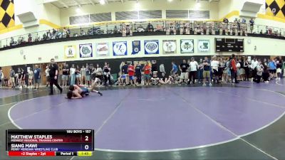 157 lbs Champ. Round 2 - Matthew Staples, Midwest Regional Training Center vs Siang Mawi, Perry Meridian Wrestling Club