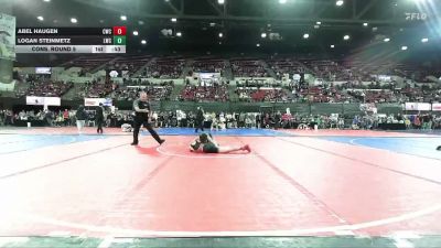 123 lbs Cons. Round 5 - Logan Steinmetz, Lockwood Wrestling Club vs Abel Haugen, Coyote Wrestling Club