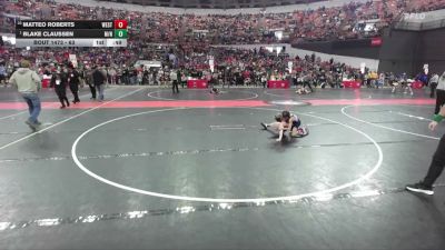 63 lbs Cons. Round 3 - Matteo Roberts, Monona Grove/McFarland Wrestling Club vs Blake Claussen, Manawa /Team Nazar