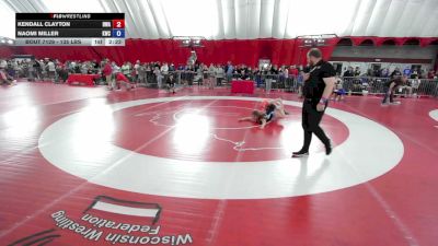 135 lbs Cons. Sub-quarters - Kendall Clayton, Heartland Wrestling Academy vs Naomi Miller, Kindred Wrestling Club