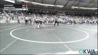 90 lbs Round Of 16 - Jax Feathers, Verdigris Youth Wrestling vs Gunner Coffelt, Bridge Creek Youth Wrestling