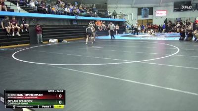 JV-24 lbs Round 3 - Dylan Schrock, Clear Creek-Amana vs Christian Timmerman, West Delaware, Manchester