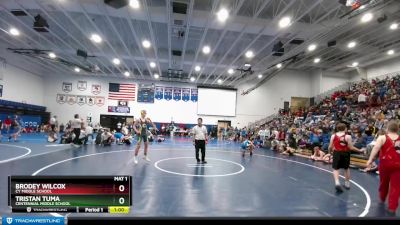 138 lbs Semifinal - Brodey Wilcox, CY Middle School vs Tristan Tuma, Centennial Middle School