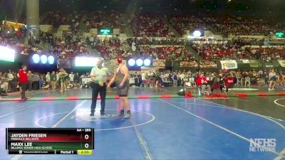 AA - 285 lbs Champ. Round 1 - Jayden Friesen, Missoula Hellgate vs Maxx Lee, Billings Senior High School