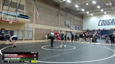 141 lbs Champ. Round 2 - Orion Rhinehart, Evergreen State College vs Gavin Bauder, Clackamas Community College