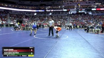 3A-126 lbs Champ. Round 1 - Kash Kiner, Valley, West Des Moines vs Matthew McCrea, Bondurant-Farrar