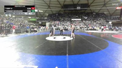 Boys 2A 144 lbs Champ. Round 1 - Conner Nicholson, East Valley (Spokane) vs Toby Li, Cleveland