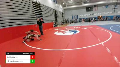 130 lbs Quarterfinal - Tripp Isenberger, Wright Gladiators Wrestling Club vs Abel Halsey, Wyoming Unattached