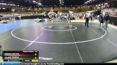 125 lbs Cons. Round 2 - Leland Temple, Flowery Branch High School vs August Pettus, Scorpion Wrestling Club