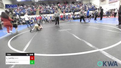 75 lbs Quarterfinal - Lincoln Lamho, Wagoner Takedown Club vs Carlos Cabrera, Warner Eagles Youth Wrestling