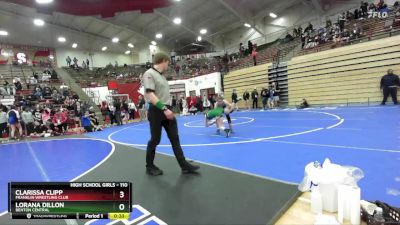 110 lbs 5th Place Match - Lorana Dillon, Benton Central vs Clarissa Clipp, Franklin Wrestling Club