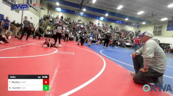 43 lbs Quarterfinal - Theodore Mosby, Wyandotte Youth Wrestling vs Kainen Hunter, Vian Wrestling Club