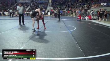 120 lbs Cons. Round 1 - Quinton Hice, Sunflower Kids Wrestling Club vs Thomas Shields, Iron Grapplers