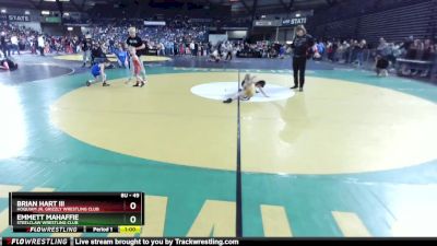 49 lbs Cons. Round 2 - Brian Hart Iii, Hoquiam Jr. Grizzly Wrestling Club vs Emmett Mahaffie, Steelclaw Wrestling Club
