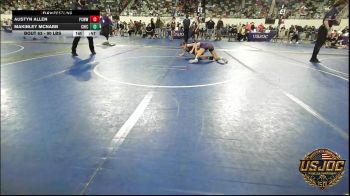 90 lbs Consi Of 8 #2 - Austyn Allen, Ponca City Wildcat Wrestling vs MaKinley McNabb, Chickasha Youth Wrestling