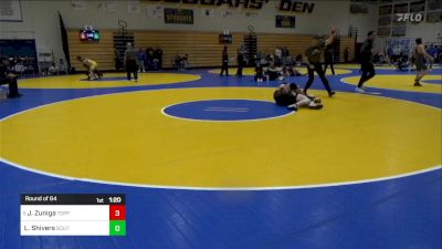 135 lbs Round Of 64 - Justyce Zuniga, Toppenish (WA) vs Levi Shivers, South Anchorage (AK)