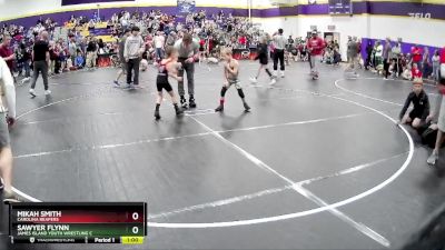 49 lbs Cons. Semi - Sawyer Flynn, James Island Youth Wrestling C vs Mikah Smith, Carolina Reapers