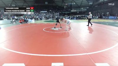 Boys 3A 157 lbs 7th Place Match - Cyrus Fausette-Sadri, Evergreen (Vancouver) vs Benjamin Klein, Lakes