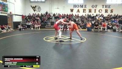 215 lbs Semifinal - Parker Timp, South Winneshiek vs Tryston Johnson, Waukon