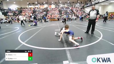 70 lbs Consi Of 8 #2 - Brayden Otero, Team Tulsa Wrestling Club vs Parker Dykes, Warrior Wrestling Club