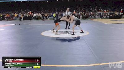 D4-132 lbs Cons. Round 1 - Jaymes Wildfong, Mancelona HS vs Laythan Haworth, St Louis HS