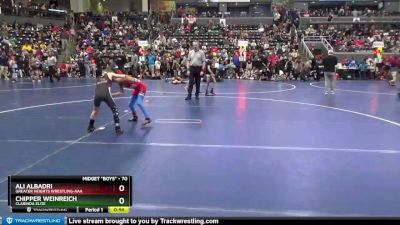 70 lbs Cons. Round 1 - Chipper Weinreich, Clarinda Elite vs Ali Albadri, Greater Heights Wrestling-AAA