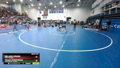 85 lbs Semifinal - Kelland Spears, Carey Jr High vs Travis Moschonas, Twin Spruce Jr High