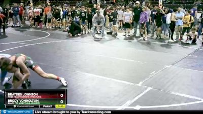 96 lbs Cons. Round 3 - Brayden Johnson, Pikes Peak Warriors Wrestling vs Brody VonHoltum, Black Fox Wrestling Academy