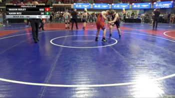 186 lbs Cons. Round 3 - Mason Ridley, Northeast MT Wrestling Club vs Kasin Ritz, Sheridan Wrestling Club