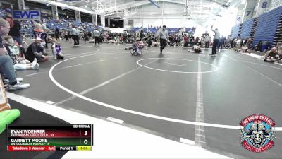 100 lbs Semis (4 Team) - Garrett Moore, Untouchables Purple vs Evan Woehrer, East Kansas Eagles Gold