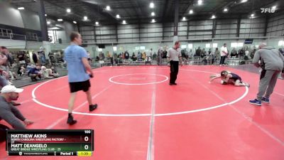 100 lbs Round 1 (6 Team) - Matthew Akins, NORTH CAROLINA WRESTLING FACTORY vs Matt Deangelo, GREAT BRIDGE WRESTLING CLUB