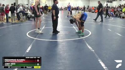 147 lbs Cons. Round 4 - Mohammad Elhawli, Detroit Grappling Academy vs Cody Hess, Coloma WC