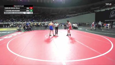 4A Boys 215 lbs Champ. Round 1 - Colten McVicker, Crook County Boys vs Carlos Silva-Villa, Seaside Boys