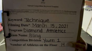 Diamond Athletics - Bling [L1 Youth - D2] 2021 Varsity All Star Winter Virtual Competition Series: Event IV